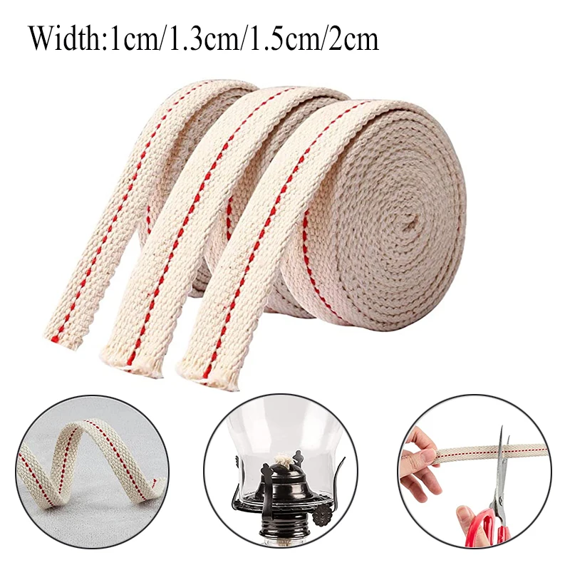 1cm/1,3cm/1,5cm/2cm breiter Lampendocht, geflochtener Baumwolldocht, flacher Baumwoll-Öllampendocht für Öllampen