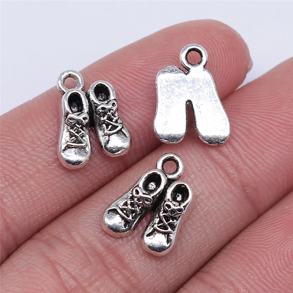 WYSIWYG 10 stücke 14x10mm Antike Silber Farbe Baby Schuh Anhänger Baby Schuh Anhänger Baby Schuh Charme Für schmuck Machen