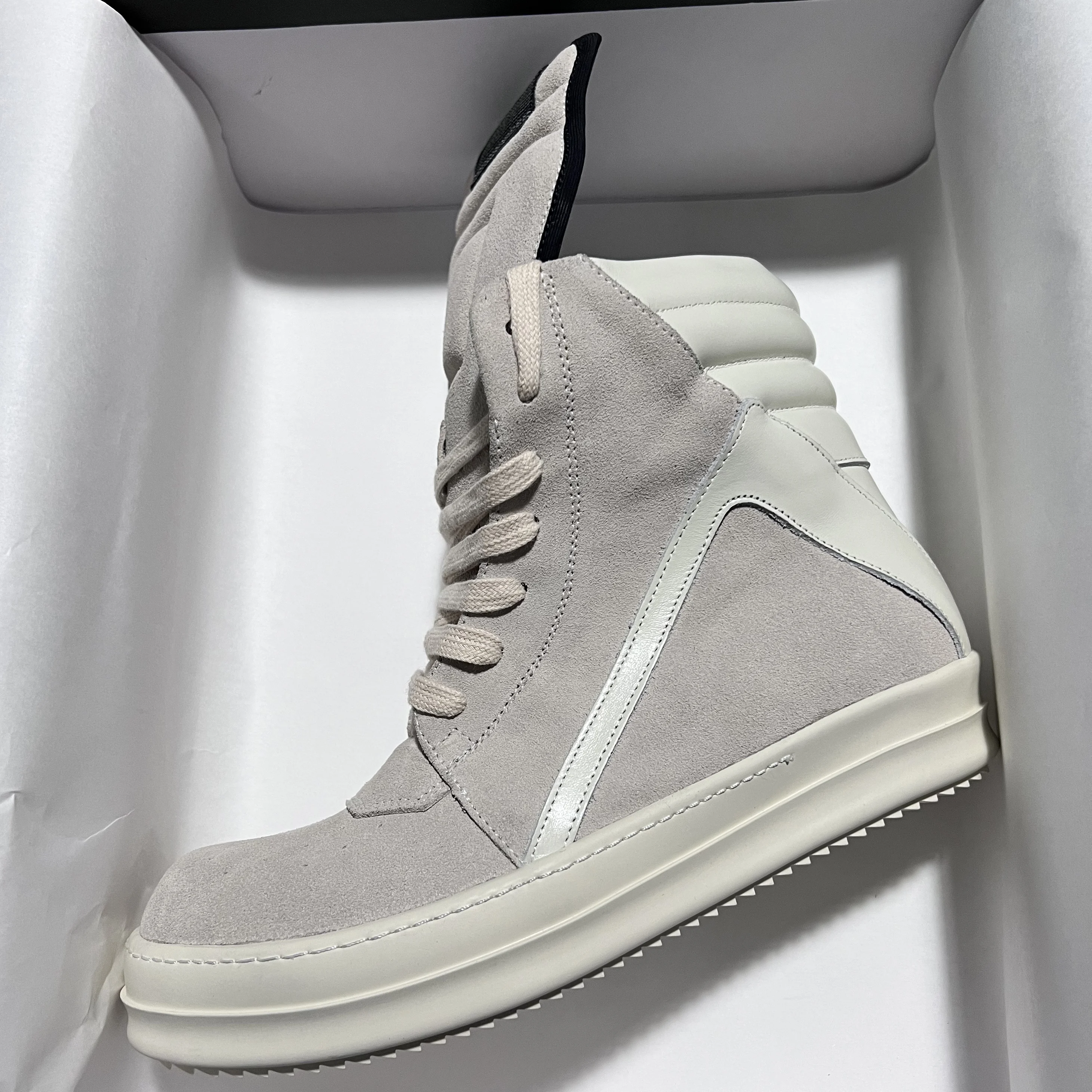 Marke Casual Männer Schuh Leder Frauen Sneaker Grau Zipper Boot Geobasket Designer High Top Schuh Qualität Flache Dicke sohle Ankle boot