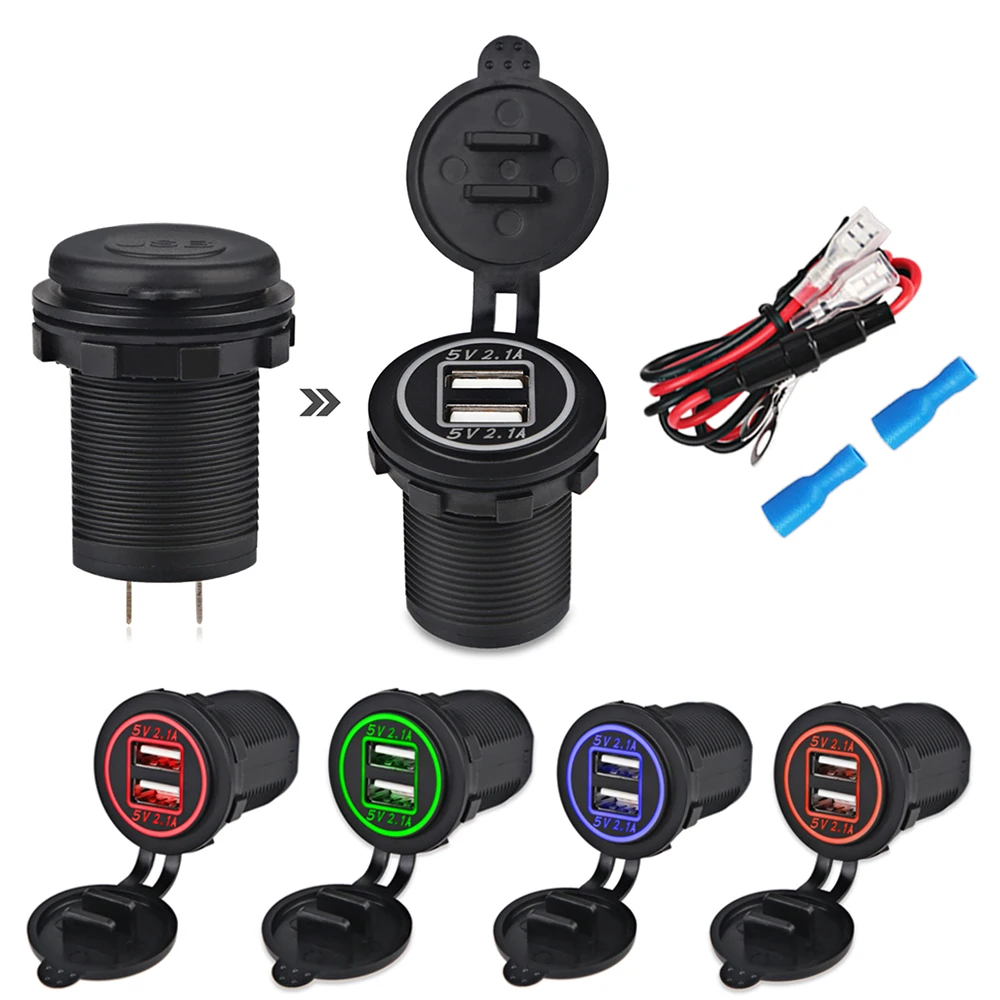 2.1a Dual USB Auto Motorrad Zigaretten anzünder Dual USB Ladegerät 12V-24V Auto Moto Zigaretten anzünder Steckdosen Steckdose LED