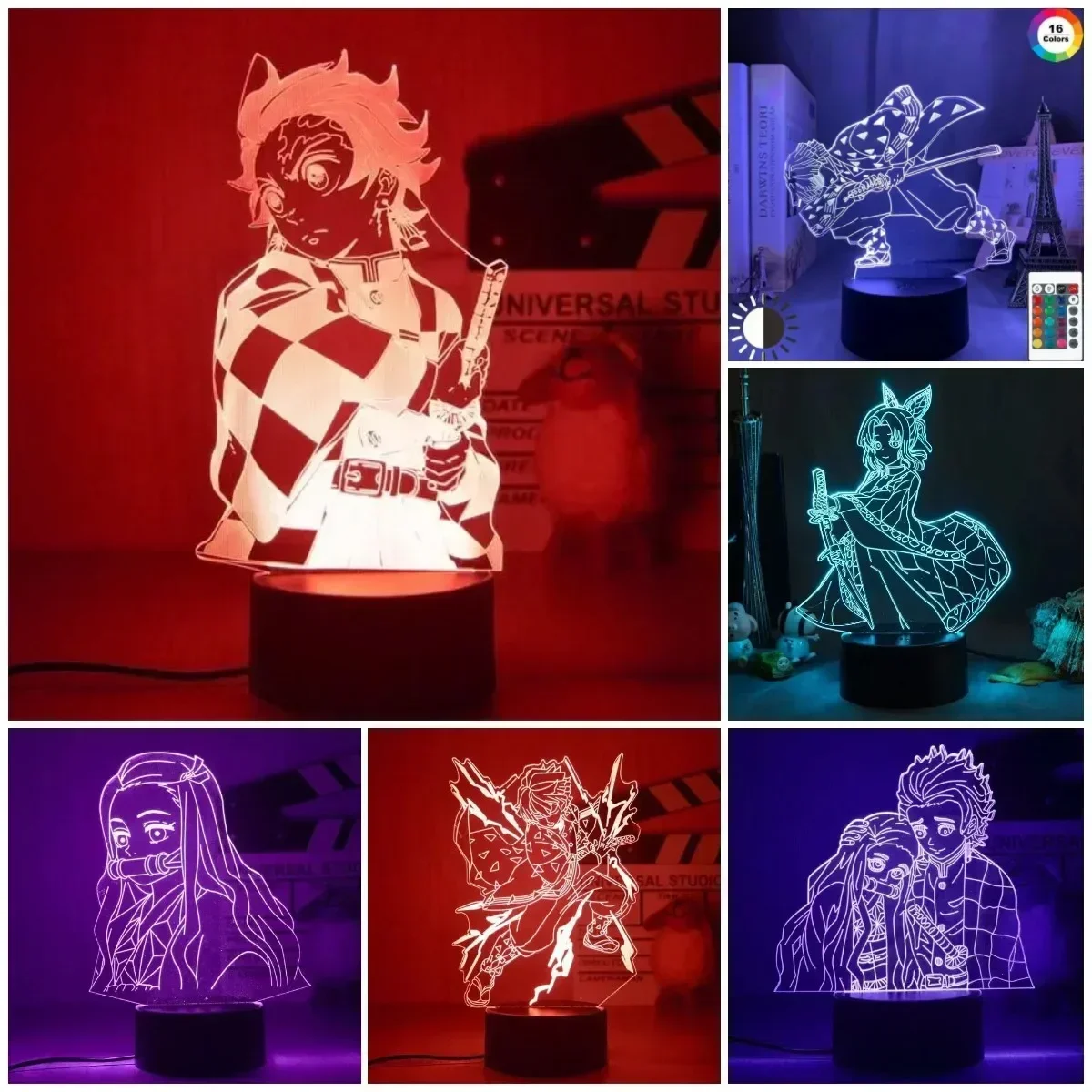 Kimetsu no yaiba nezuko kamado figur führte nachtlicht für schlafzimmer dekor nachtlicht kinder kind tisch 3d lampe dämonen töter geschenk