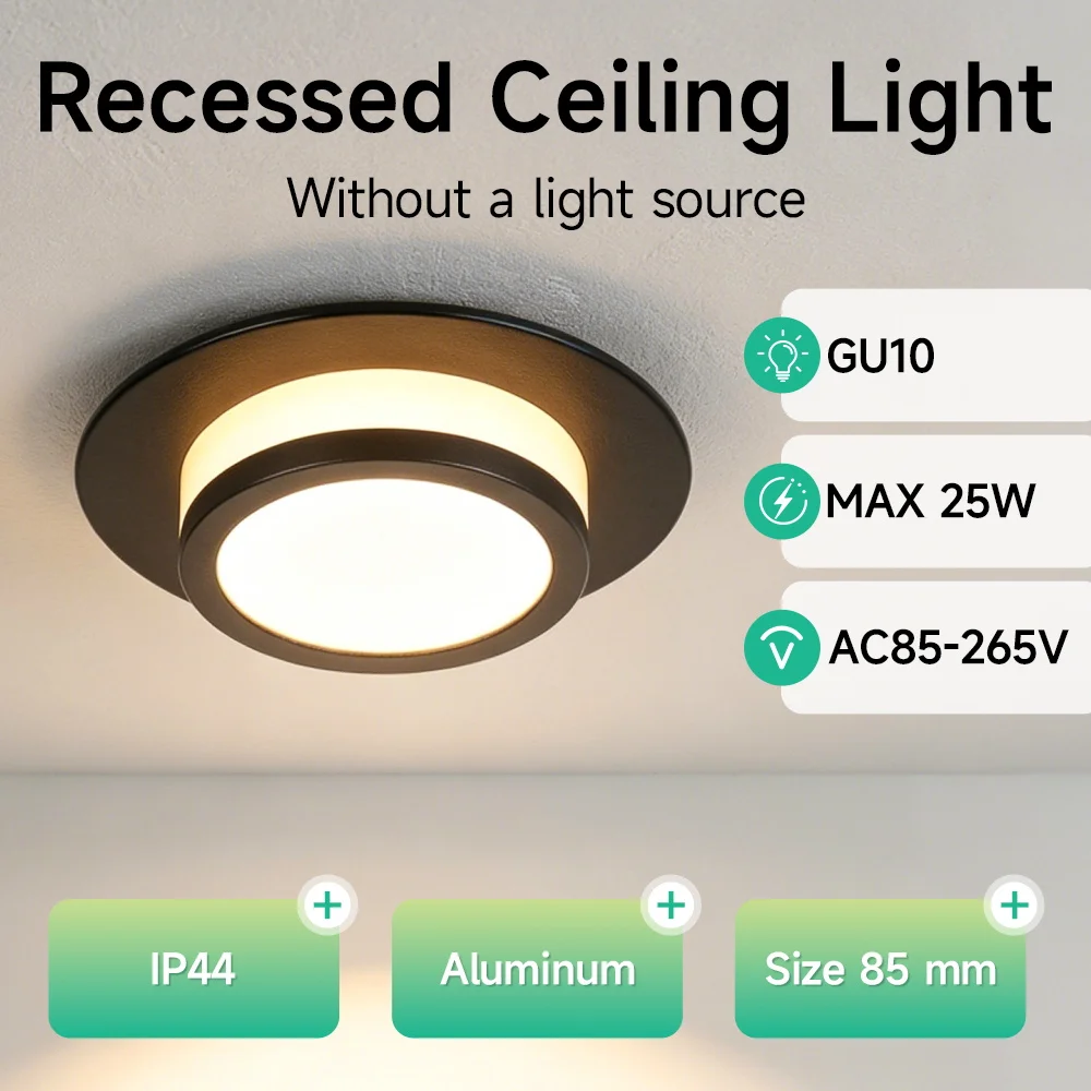 Moderne LED-Deckenleuchte mit Austauschbarer GU10-Glühbirne, Einbau-Downlight für Wohnzimmer und Schlafzimmer, Einbaustrahler 110V