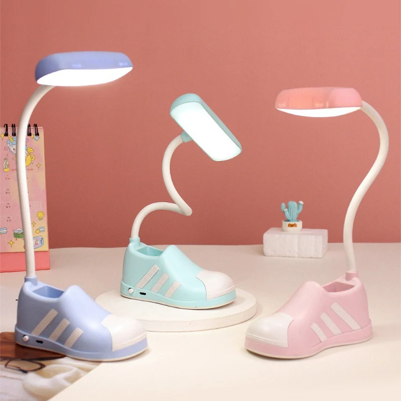 Kreative, niedliche Stiefel-LED-Schreibtischlampe mit Handyhalterung, farbverstellbare Nachttischlampe für Kinderzimmer und Studentenwohnungen