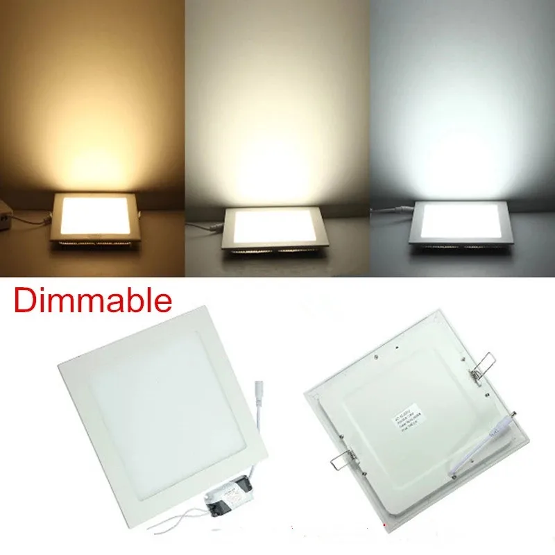 Dimmbares LED-Panel-Licht 3W 4W 6W 9W 12W 15W 25W Quadratischer LED-Spot AC85~265V Deckenleuchte Innen-Einbauleuchte