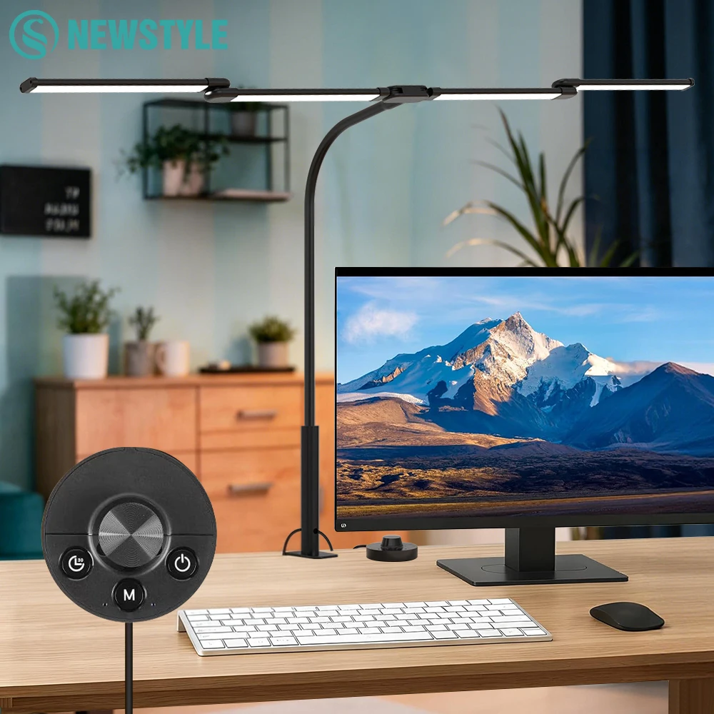 LED-Architekten-Schreibtischlampe mit Klemme, Verstellbare 4-Segment-Leiste, 50 Dimmbare Lichtmodi, Augenschonende Schreibtischlampe für Zuhause, Büro und Lesen