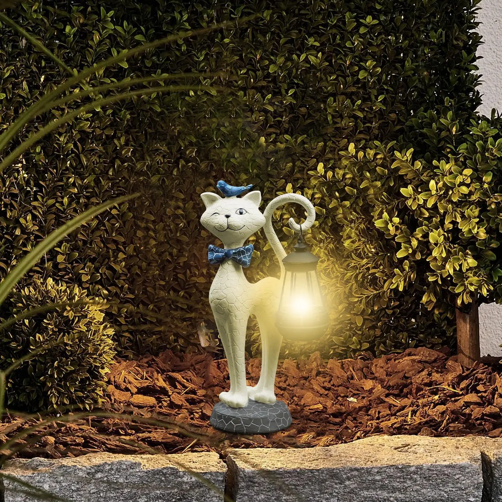 Lustige Harz Katze Figuren LED Solar Licht Wasserdicht Kätzchen Outdoor Laterne Garten Ornament Licht Garten Hof Figuren Dekor