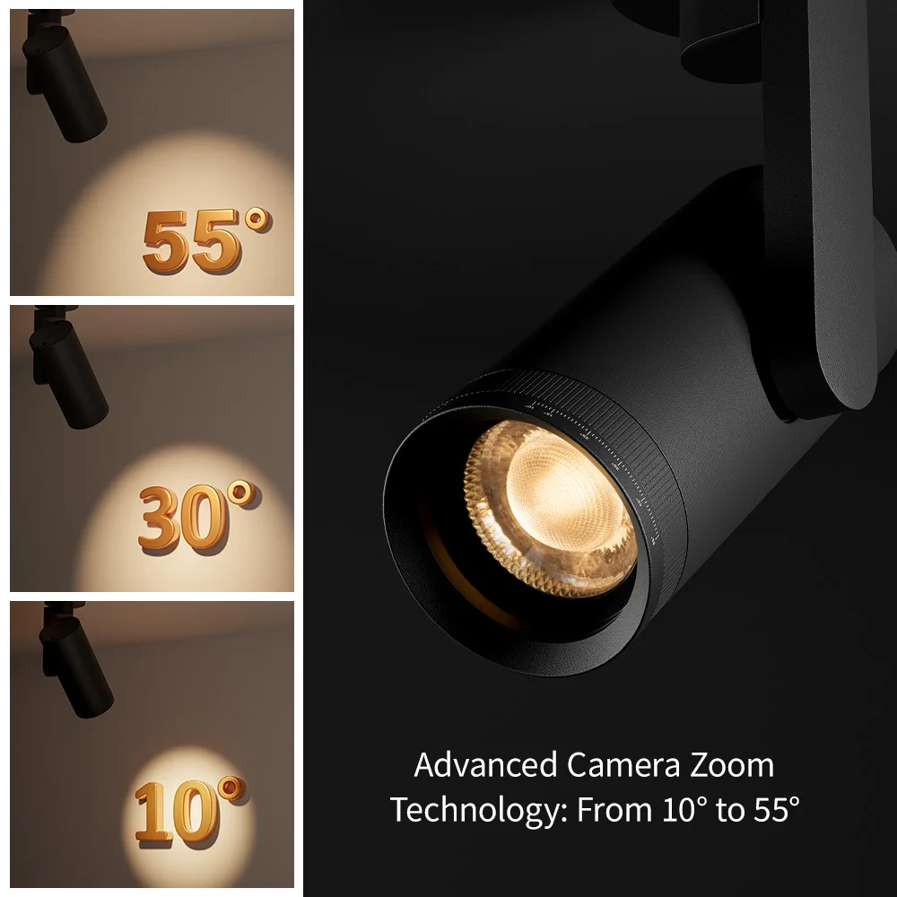 Aisilan LED-Deckenstrahler, dimmbar, zoombar, verstellbar, schmaler Abstrahlwinkel 10–55 ° Fokuslicht für Vitrine-Wand-Akzentlampe
