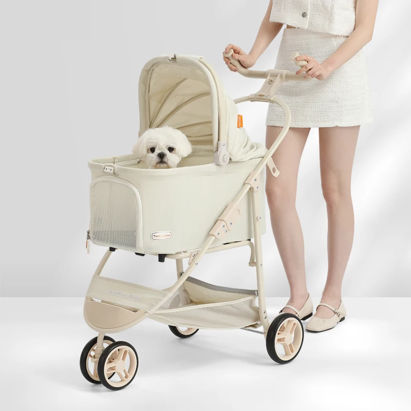 Hochwertiger Haustier-Kinderwagen, leichter und faltbarer, abnehmbarer Haustier-Kinderwagen, Auto-Haustierkorb, Outdoor-Reisewagen für Katzen und Hunde