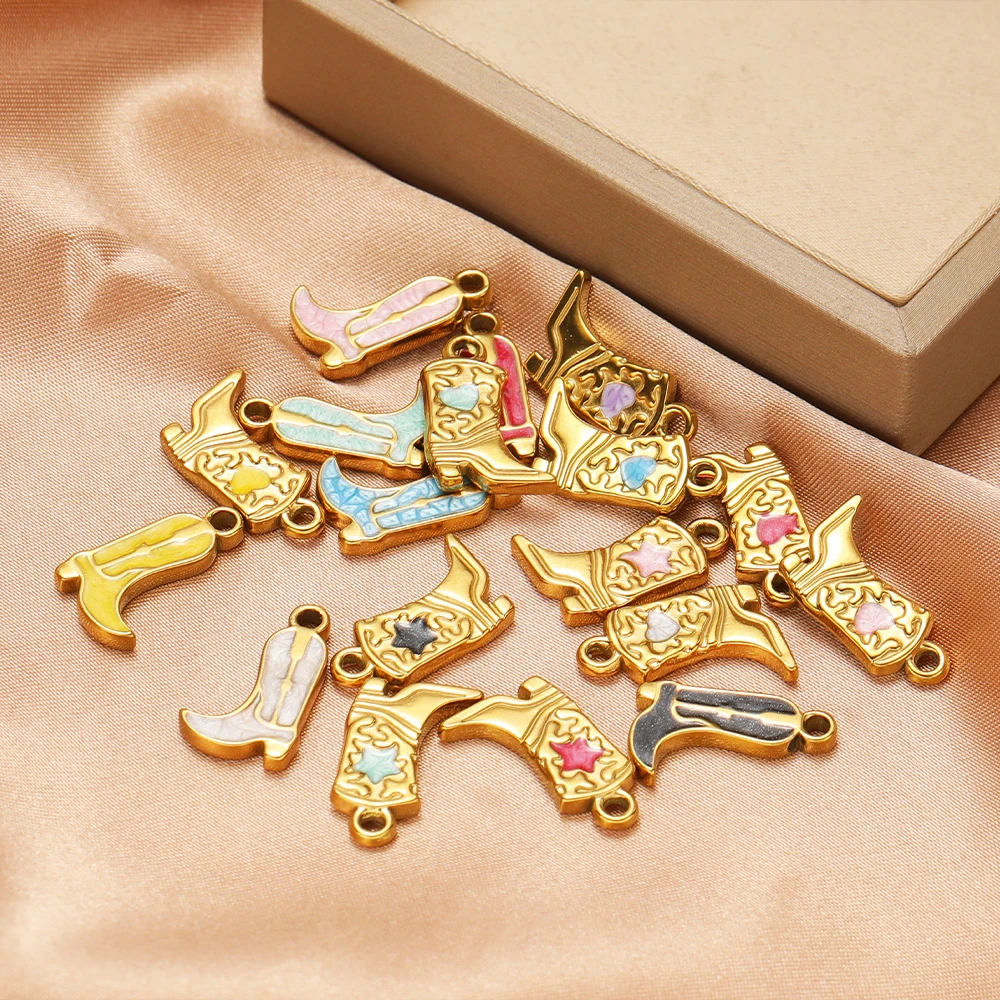 5 Stück Martin Boot Schuhe Charms Edelstahl Gold Farbe Anhänger für DIY Schmuck Halskette Erkenntnisse Armband Ohrring Zubehör