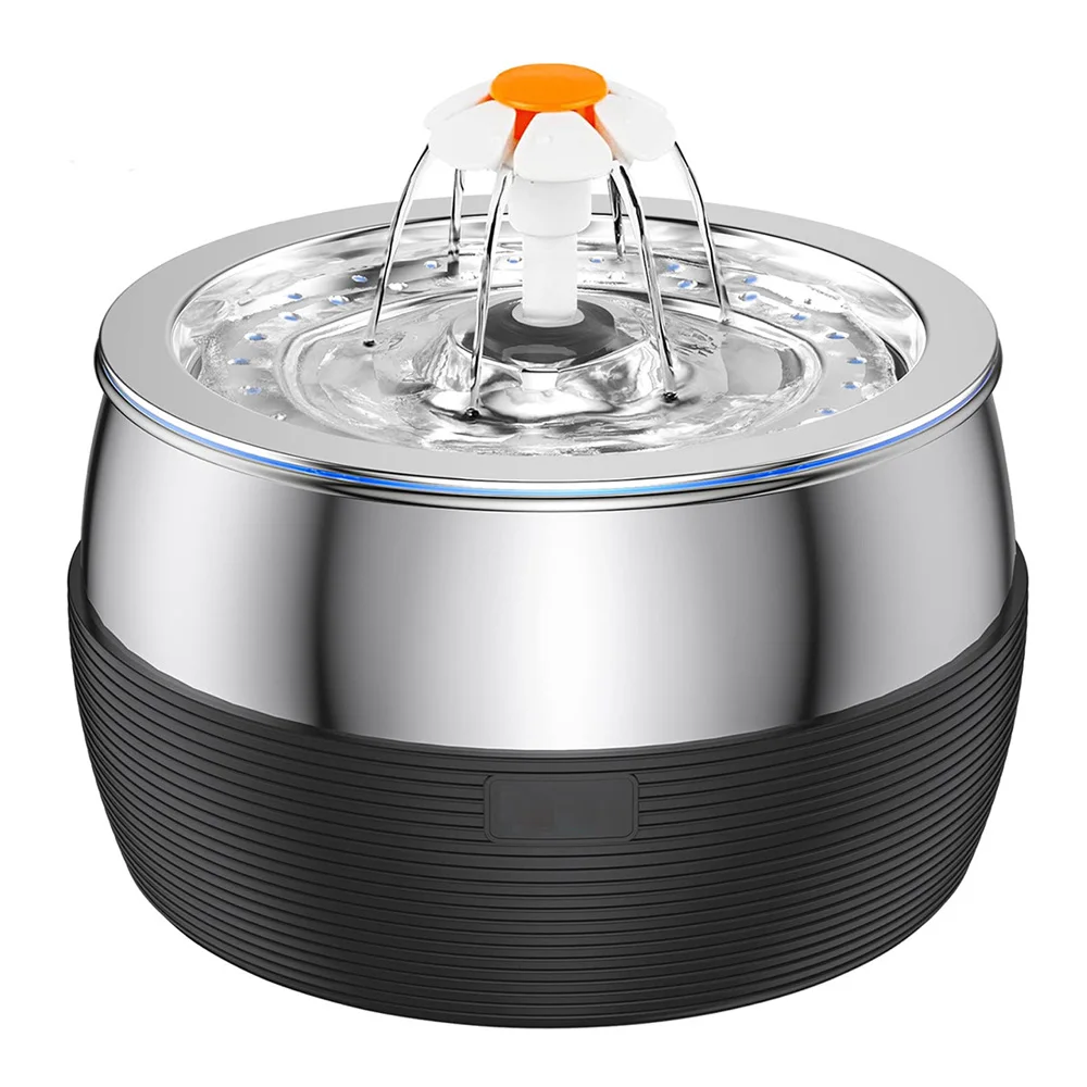 3L Automatischer Edelstahl-Katzenbrunnen 102 Oz Haustier-Wasserspender mit Filter und Wasserhahn Automatischer Wasserspender für Katzen, Hunde, Kaninchen