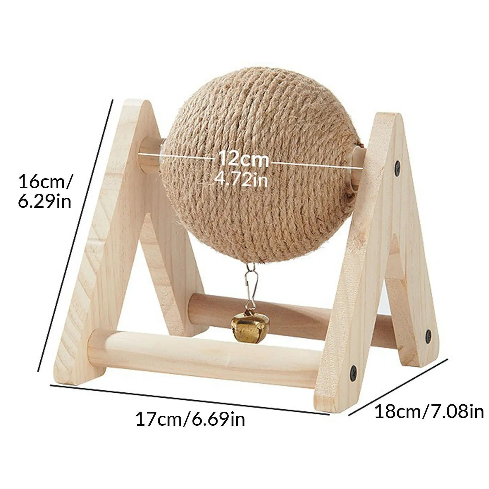 Sisalball-Kaninchenzubehör: Tragbares, langlebiges Kratzspielzeug aus Holz mit Glocke zum Krallenwetzen für Haustiere