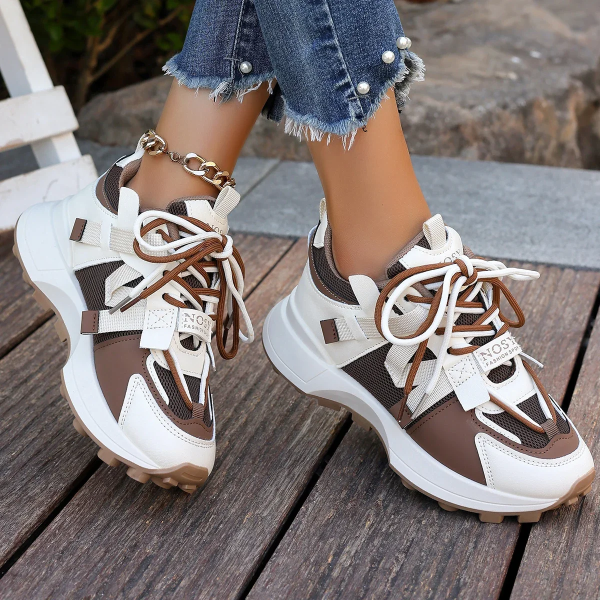 Neue Frauen Turnschuhe Mesh Atmungsaktive Plattform Turnschuhe Frauen Casual Lace Up Outdoor Frauen Schuhe Low Top Sneakers Zapatos De Mujer