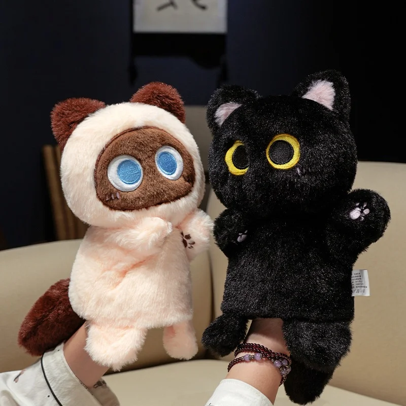 Cartoon Plüsch Big-Eyed Katze Handpuppe Plüsch Spielzeug Super Weiche Spaß Siamesische Katze Puppe Nette Hand Fingerpuppe pädagogisches Baby Spielzeug