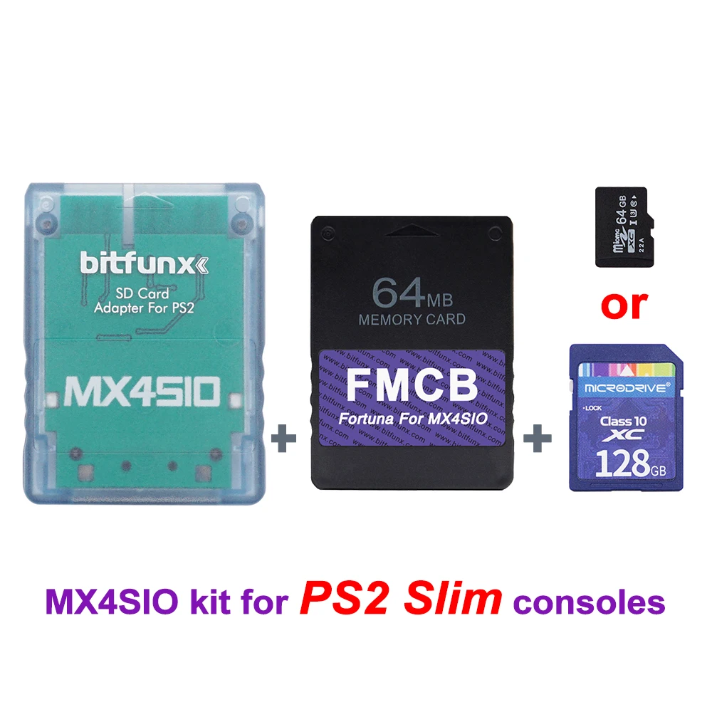 MX4SIO SIO2SD SD-Kartenadapter für Playstation 2 PS2 Fortuna FMCB-Karte für PS2 Slim Konsolen Spielkarte