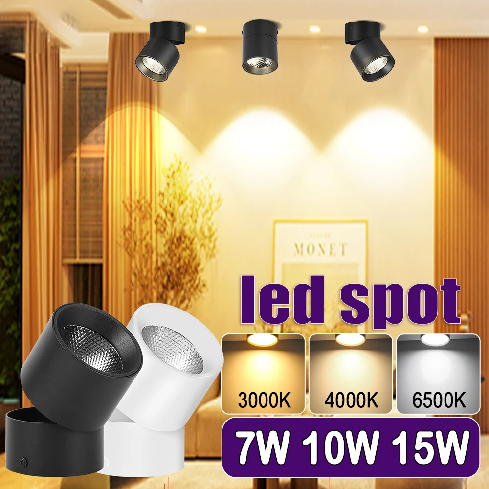 LED-Spot, faltbarer Downlight-Spot aus Aluminium, LED-Spot, 10 W, 15 W, oberflächenmontierte Deckenspots, Lampe für Zuhause, Schlafzimmer, Küche, Foryer
