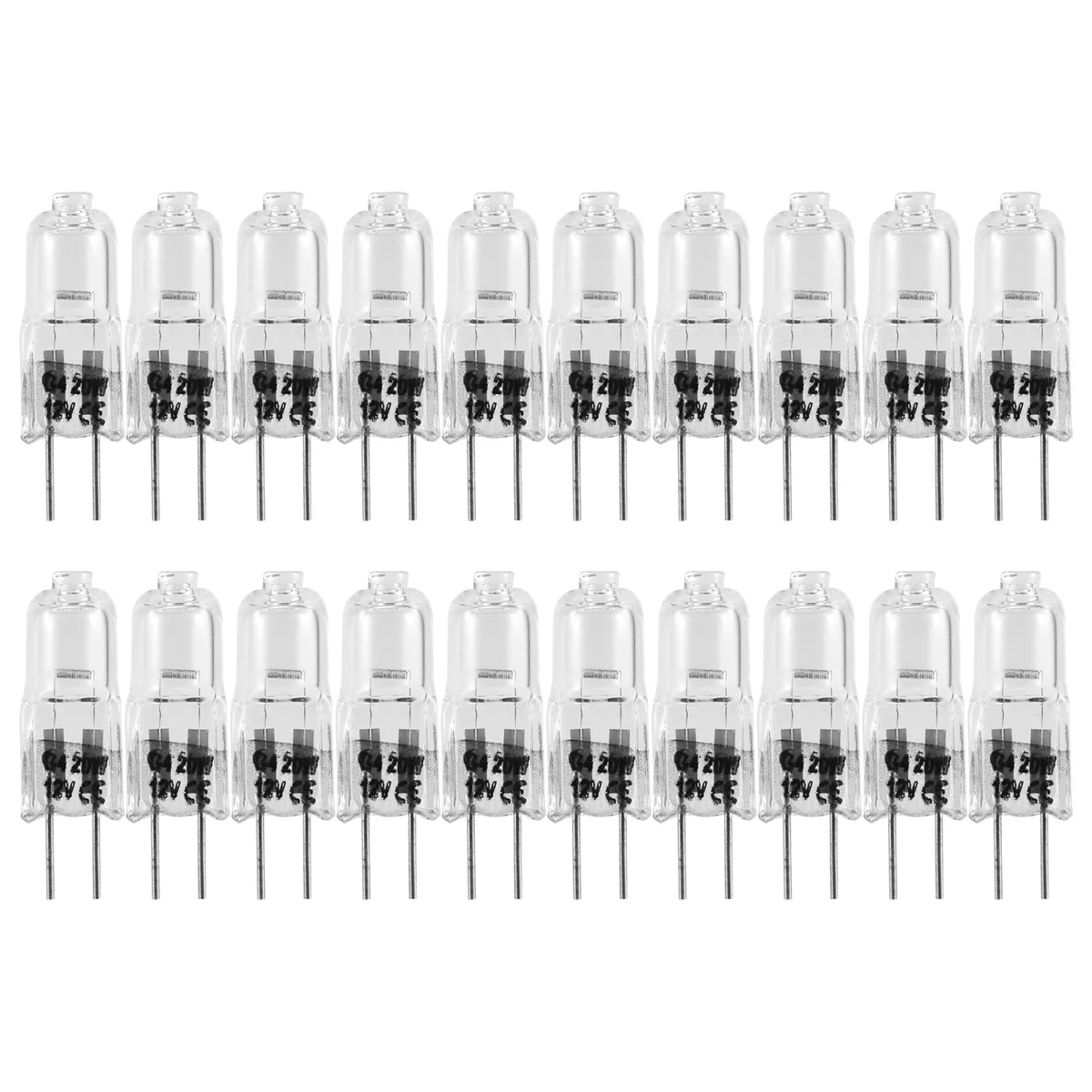 Trendig! 20 Stück G4-Halogenlampen, 20 W, 12 V, Halogenlampen, 2-polig, klare Lampe, für Herdbeleuchtung, Signalleuchten, Schiene