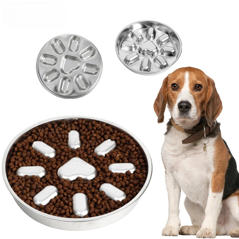 Edelstahl Slow Feeder Katzennapf Haustier Slow Food Schüssel Katzen Hundeschalen Doppelseitige Verwendung Kleine Mittelgroße Haustiere Slow-Eating-Schüsseln