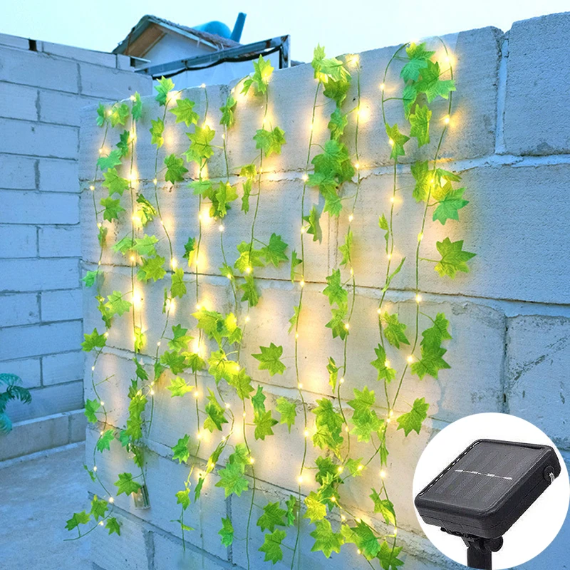 Solar String Licht künstliche Blatt Blume Licht Girlande Weihnachts dekoration im Freien Raum Vorhang Lampe für Hochzeits feier Garten