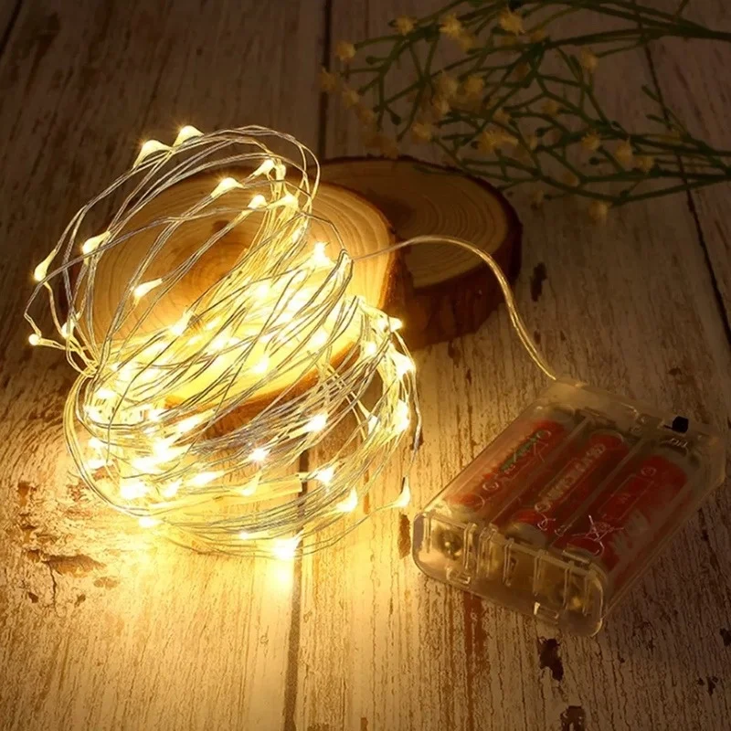 1-10M LED-Lichterketten Batteriebetrieben Kupferdraht Girlande Lichterketten für Außen Garten Party Hochzeit Weihnachtsdekoration