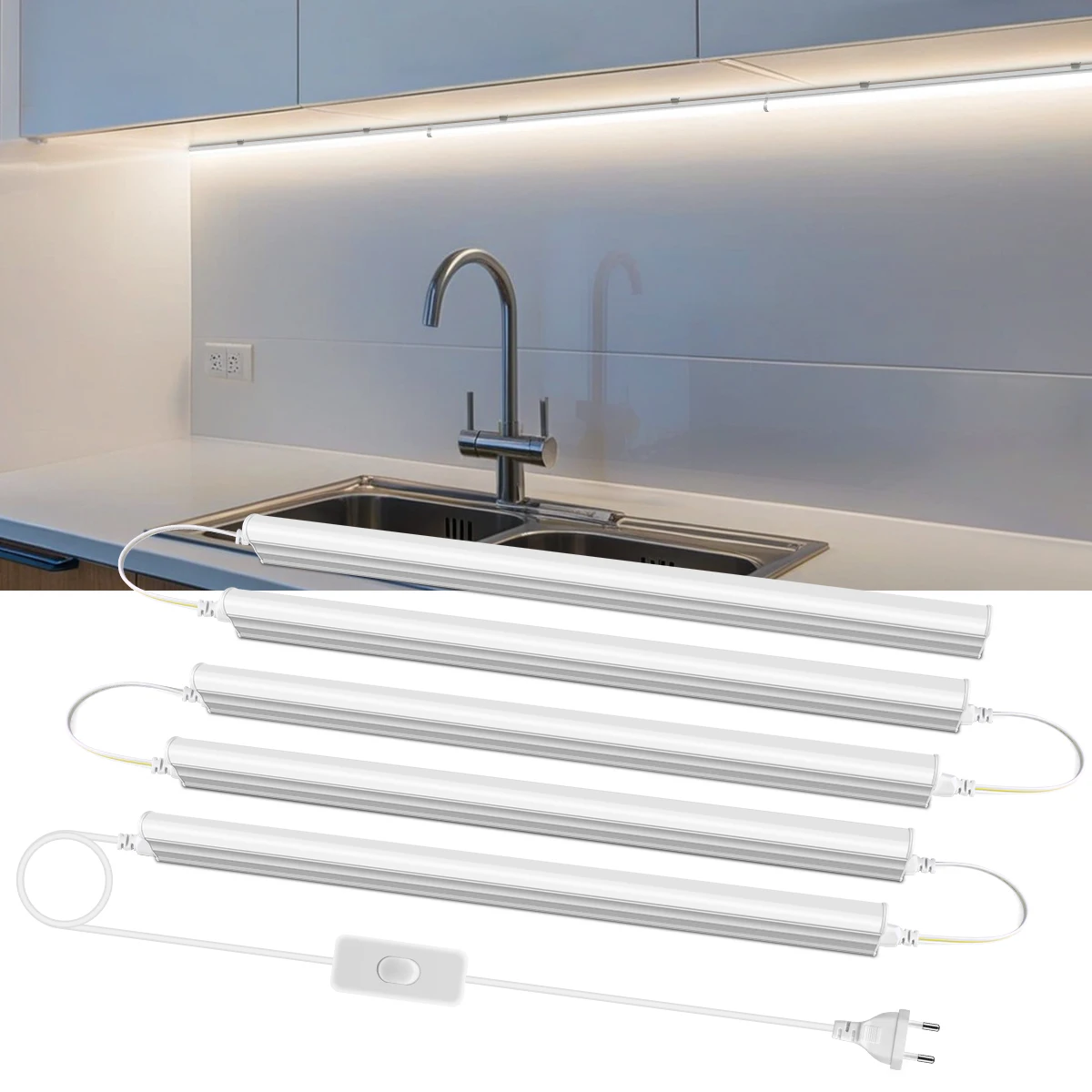 Ultrahelle LED-Küchenunterschrankleuchte, T5-Röhre, 50 cm, 15 W, LED-Balkenlampe, ersetzt LED-Leuchtstoffröhre für Make-up-Spiegel-Lichter