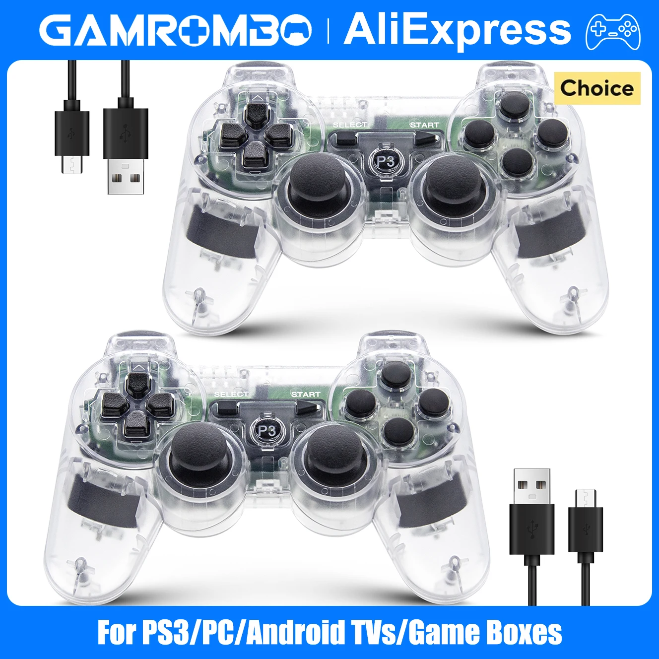 Controller für Playstation 3 PS3/PC/Android TVs/Spielekonsolen 6-Achsen Dual-Vibration 360 ° Spiel-Joystick Präzises Zielgesteuertes Gamepad
