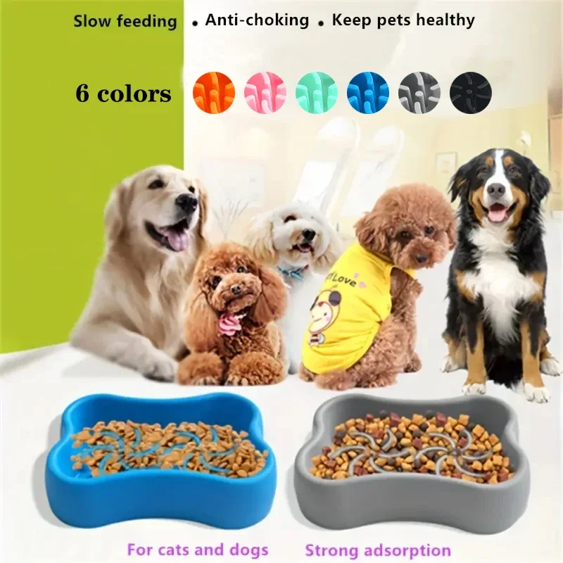 Anti-Verschlucken Slow Feeder Hundenapf Silikon Slow Food Hundelecknapf mit Saugnapf Puzzle-Fressnapf Anti-Kipp Wassernapf
