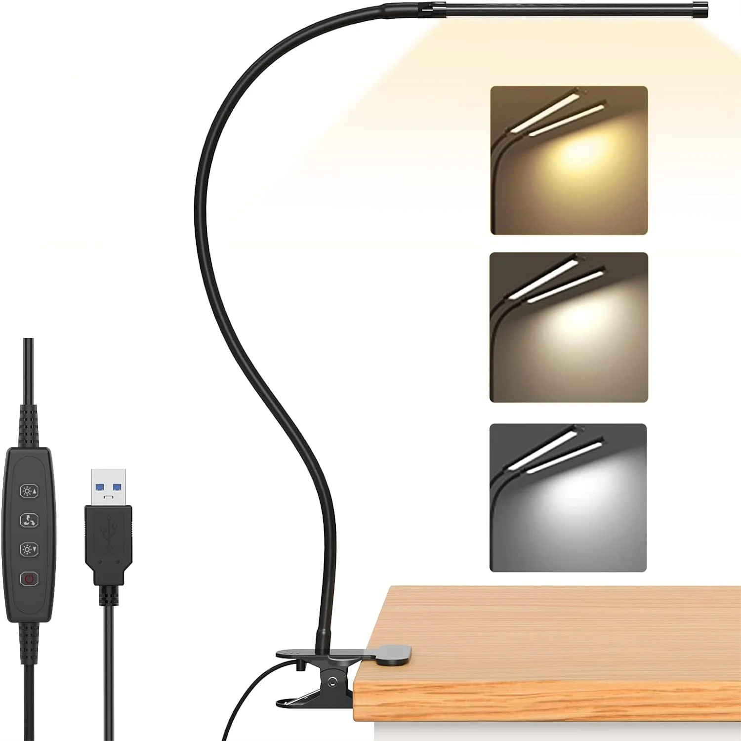 Schreibtischlampen LED-Buchlampe USB-Aufladbare Leselampe Warmweiß Kaltweiß Tageslicht Tragbare Flexible Einfach zu Befestigende Nachtleselampe