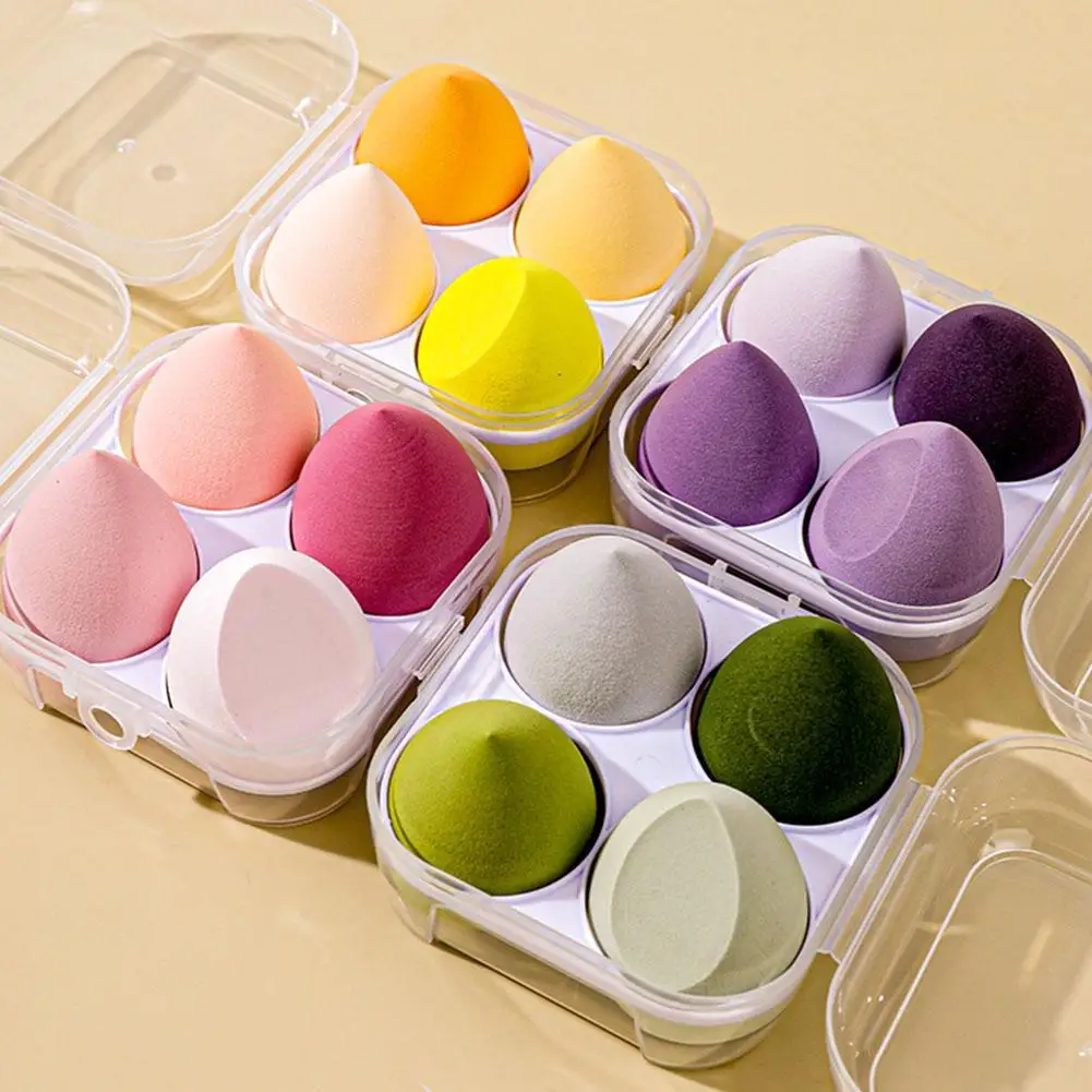 4-teiliges Make-up-Schwamm-Set, nass und trocken verwendbar, Beauty-Ei, Kosmetik-Foundation-Schwamm, Make-up-Tools für flüssige Creme und Puder