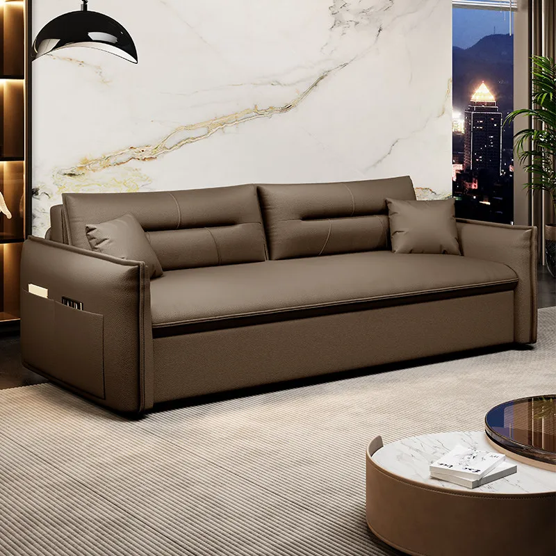 Luxuriöses Wohnzimmersofa, bequeme Ledersessel, nordische Couch, komfortables 2-Sitzer-Design, Wohnmöbel, Dekoration