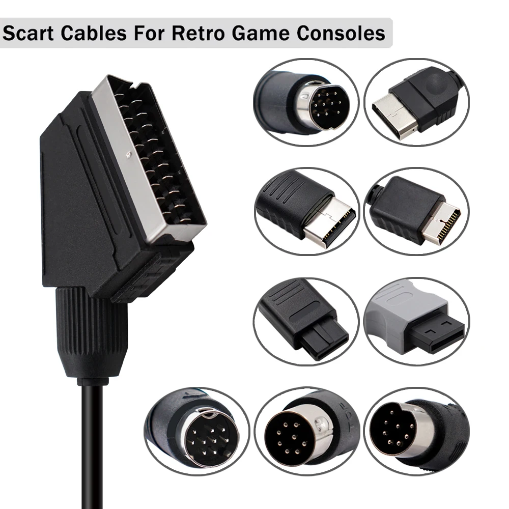 1,8 m RGB-Scart-Kabel für ps2/ps1/ps3/sega Megadrive1/md2/dc Dreamcast/Saturn/Xbox/Xbox Retro-Videospiel konsolen