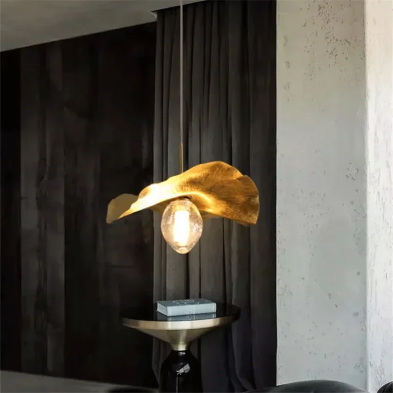 Lotus blatt Pendel leuchte minimalist isch gehämmert Messing Licht aufhängung Wohnzimmer Esszimmer Dekoration Küche Leuchten