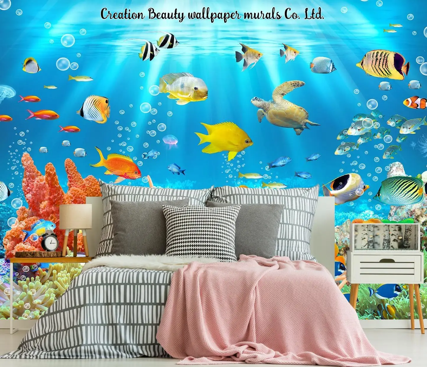 Unterwasserwelt Schildkröte Goldfisch Clownfisch Tapete für Schlafzimmer Wohnzimmer Wandbild Kinderzimmer Kinderzimmer Dekor Papel Tapiz