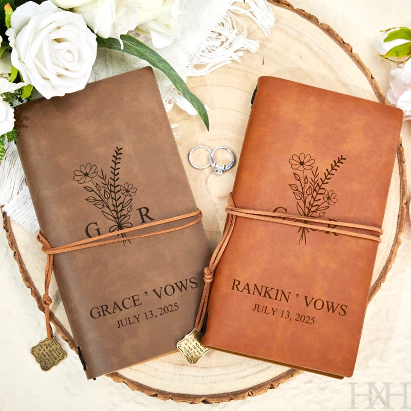 Benutzerdefinierte Hochzeitssouvenirs, personalisiertes Gelübdebuch, Gelübde-Bücher für Sie und Ihn, Hochzeitsgelübde-Buch, Leder-Low-Bücher