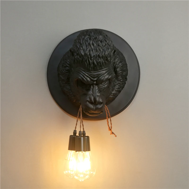 Moderne Gorilla Harz Wand leuchten Art Deco LED Wand leuchte Küchen leuchte Home Loft Industrie Vintage Leuchte Bulldogge Wand leuchte