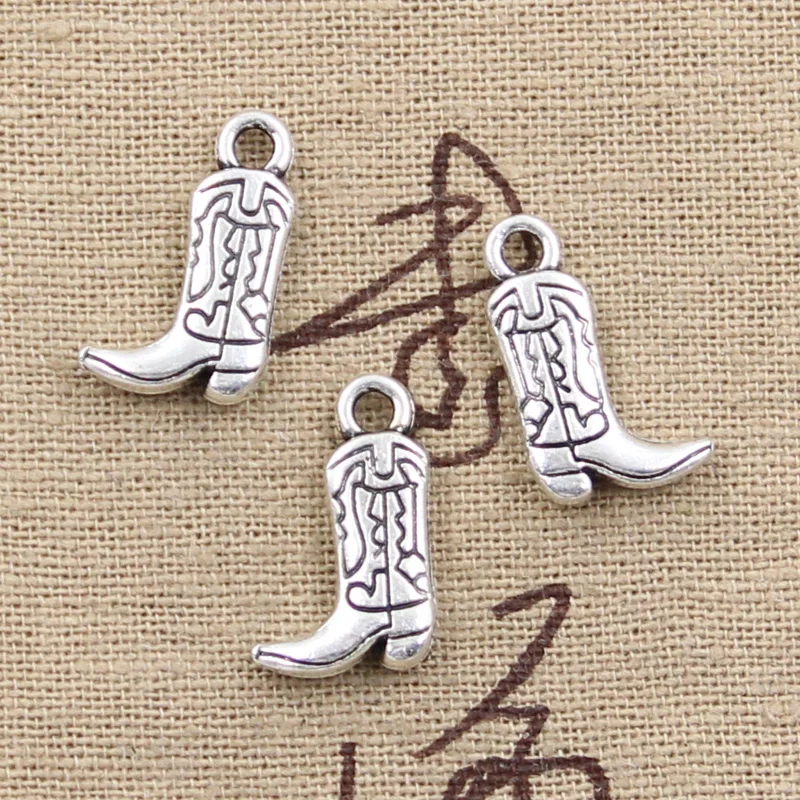 15pcs Charms Stiefel Schuhe 18x11mm Antike Silber Farbe Überzogen Anhänger, Die DIY Handgemachten Tibetischen Silber Farbe schmuck