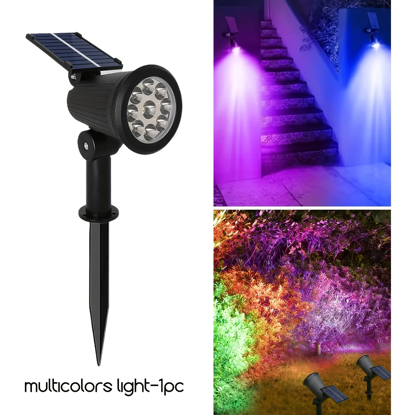 Solar-LED-Strahler für Außenbereich Garten-Landschaftsbeleuchtung Wasserdichter Solarbetriebener Spot-Strahler für Garten Rasen Hof Gehweg