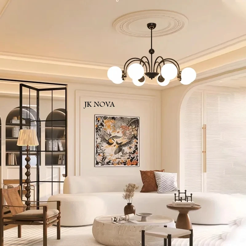Mid-Century Retro Kronleuchter Französische Glaskugel Pendelleuchte Bauhaus Gold/Chrom Luxus Wohnzimmer Schlafzimmer Arbeitszimmer Licht
