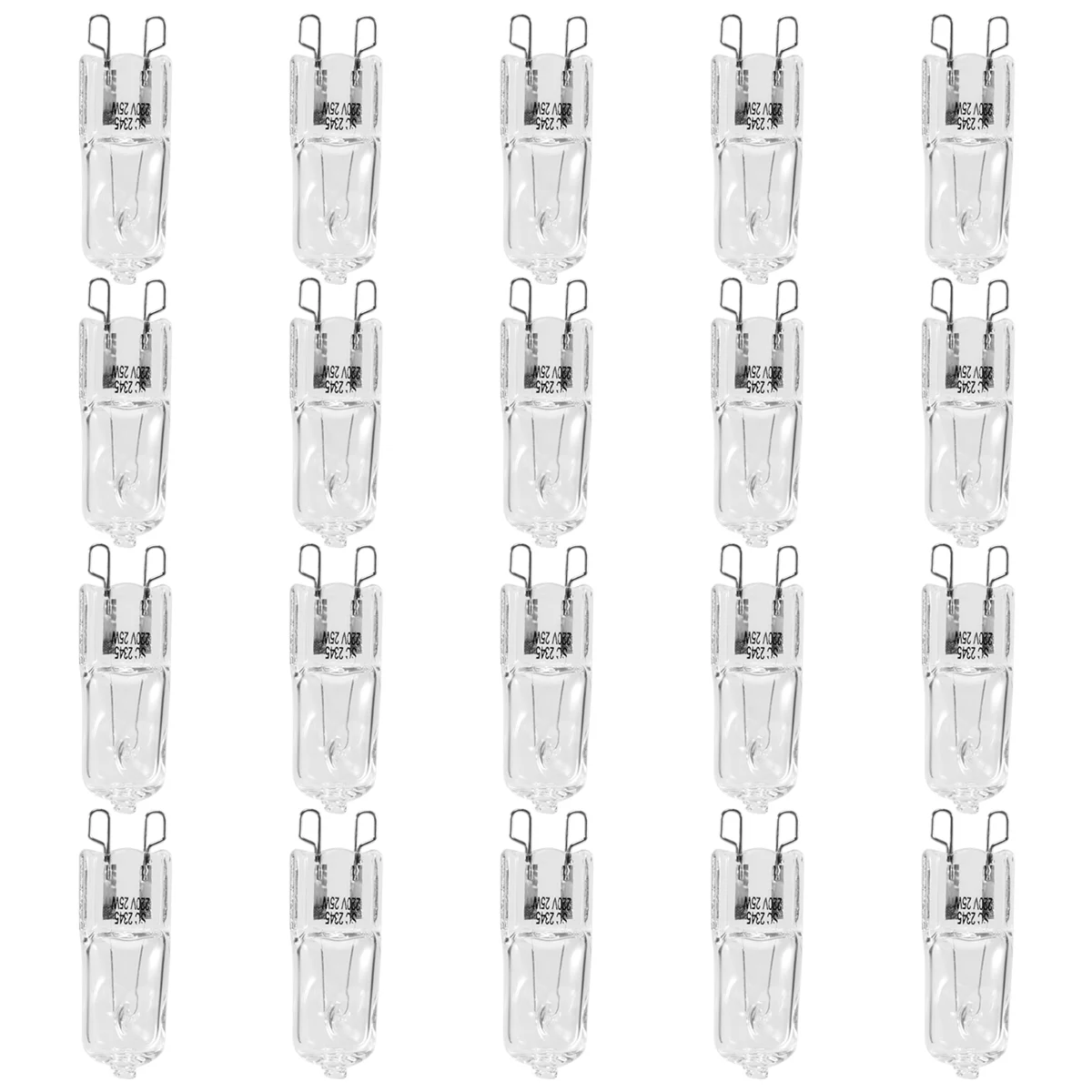 20 Stück G9-Halogen-Glühbirnen, 25 W, klare Halogenlampen, dimmbar, warmweiß 2800 K für Kronleuchter, Anhänger, Landschaftsbeleuchtung