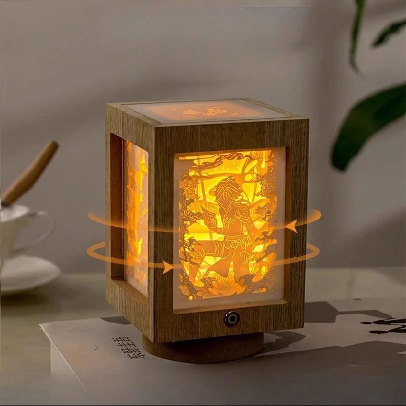 Anime Genshin Impact Xiao Hutao Cosplay Schlafzimmer Licht Papier Schnitzerei Lampe Ornament Kinderzimmer Geschenk