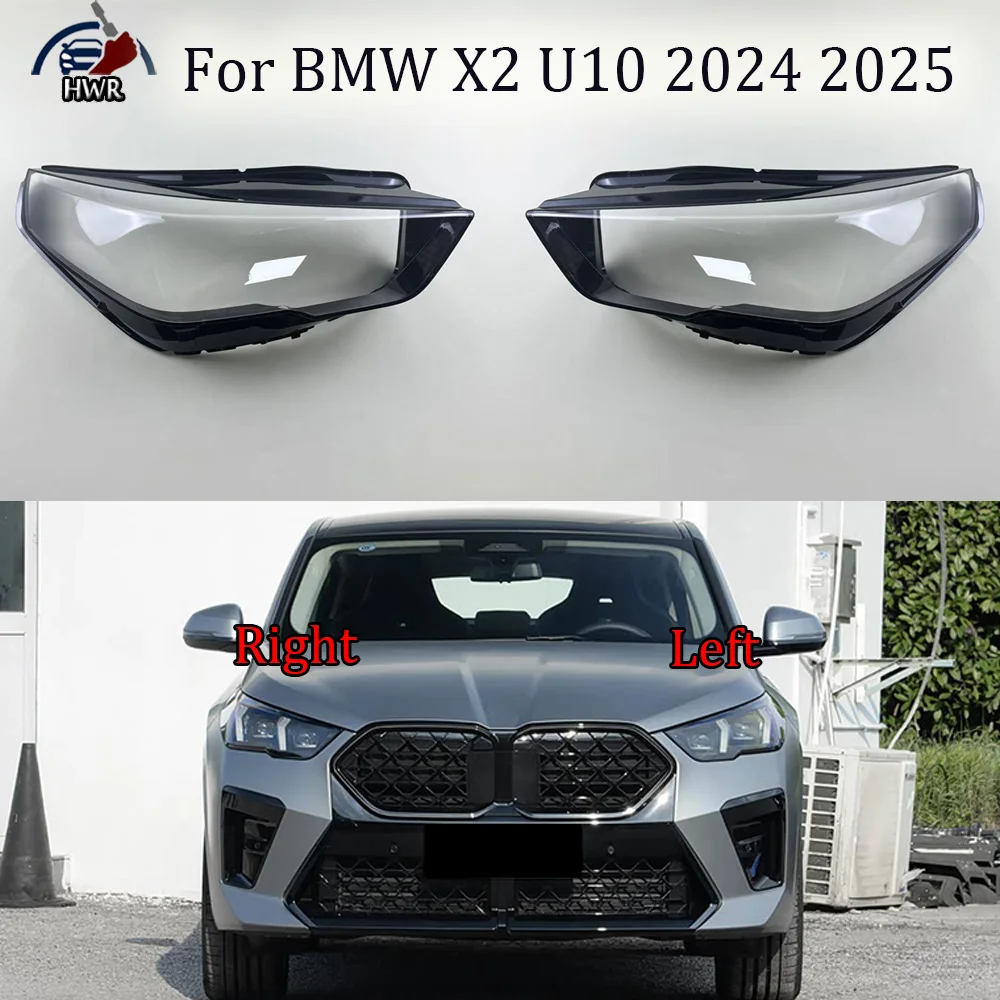 Für BMW X2 U10 2024 2025 Vordere Scheinwerferabdeckung Transparente Scheinwerferabdeckung Lampenschirm Plexiglas Ersatz für Original-Lampenschirm