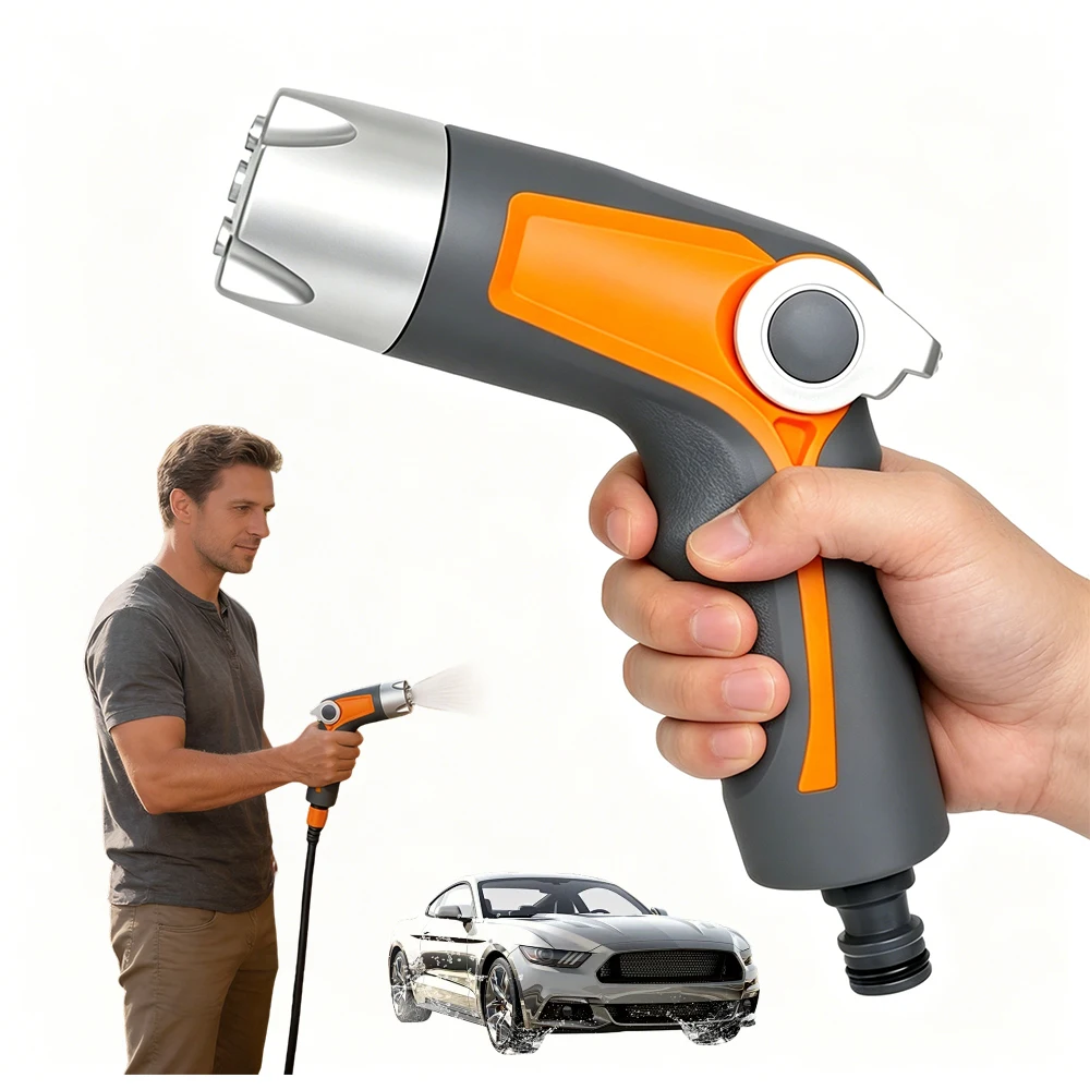 1 Set Hochdruck-Wasserspritzpistole mit 4 einstellbaren Sprühmodi, variabler Wasserdruck, robuste Wasserdüse für Autowäsche, Gartenbewässerung, Haustierreinigung, Reinigung im Freien, Haushaltsreinigungswerkzeuge