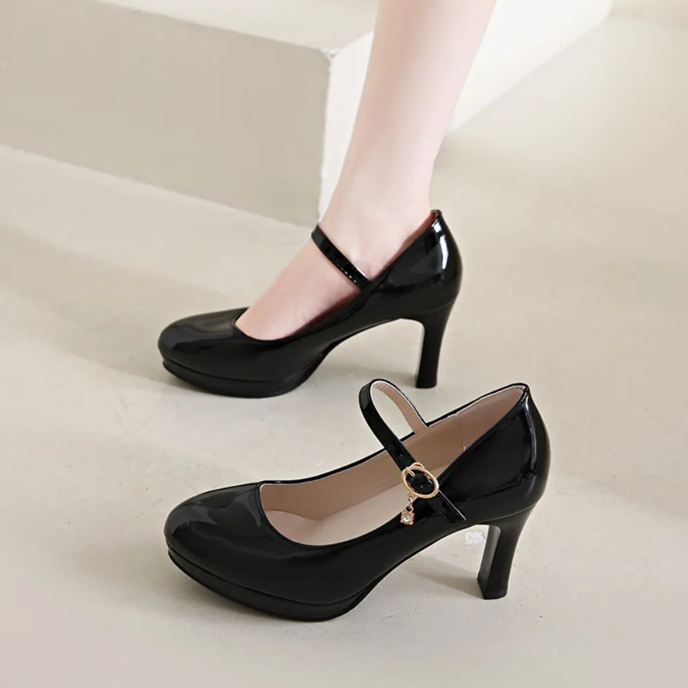 2025, schwarze High Heels für Damen, Frühlings-Freizeitschuhe, Damen-High-Heels, einfarbig, Keilschuhe, Übergröße, High Heels, Größe 34–42