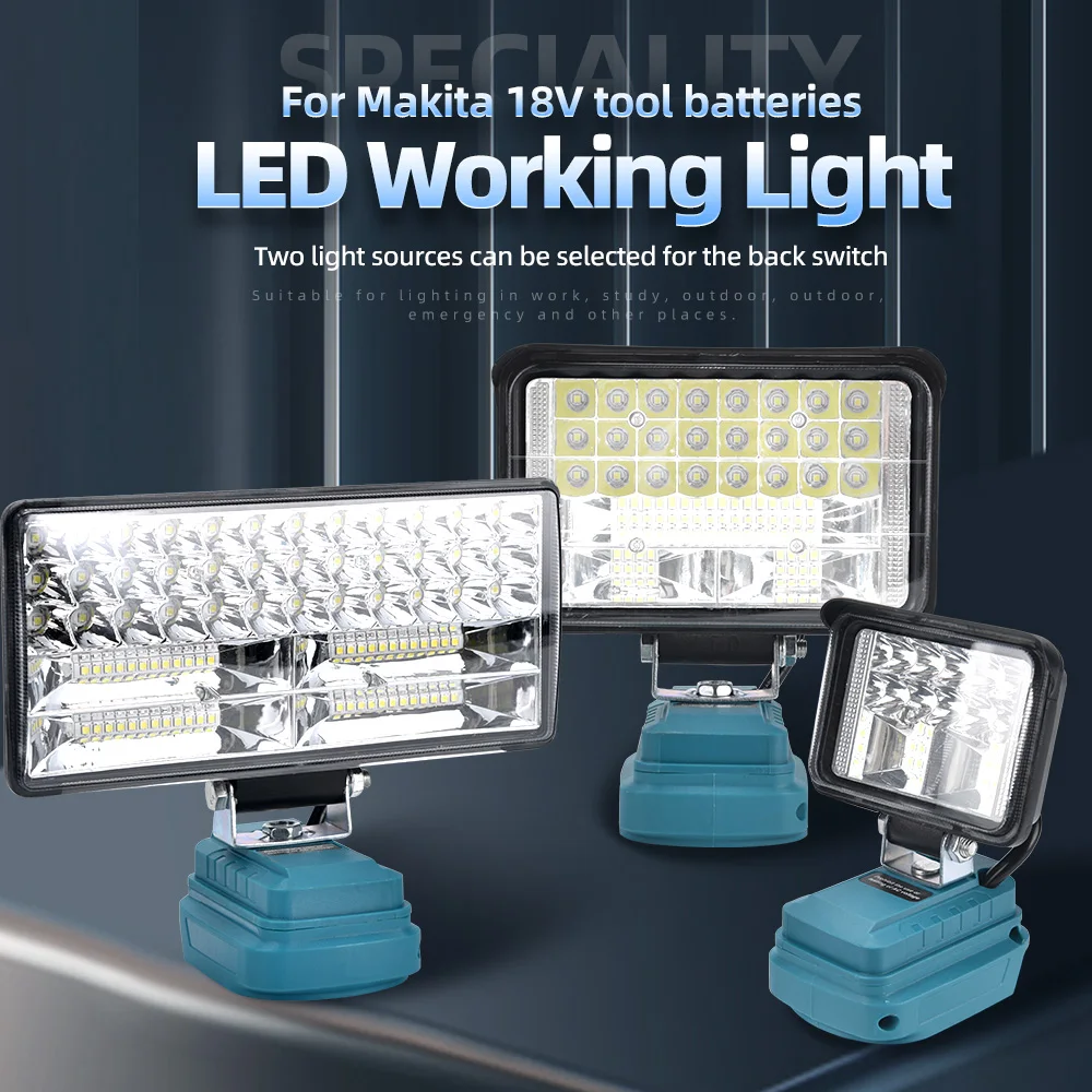 18V LED-Arbeitsleuchte für Makita, DeWalt, Milwaukee, Außenbeleuchtung, Arbeitslampe, Camping, Notfall-Flutlicht, Taschenlampe