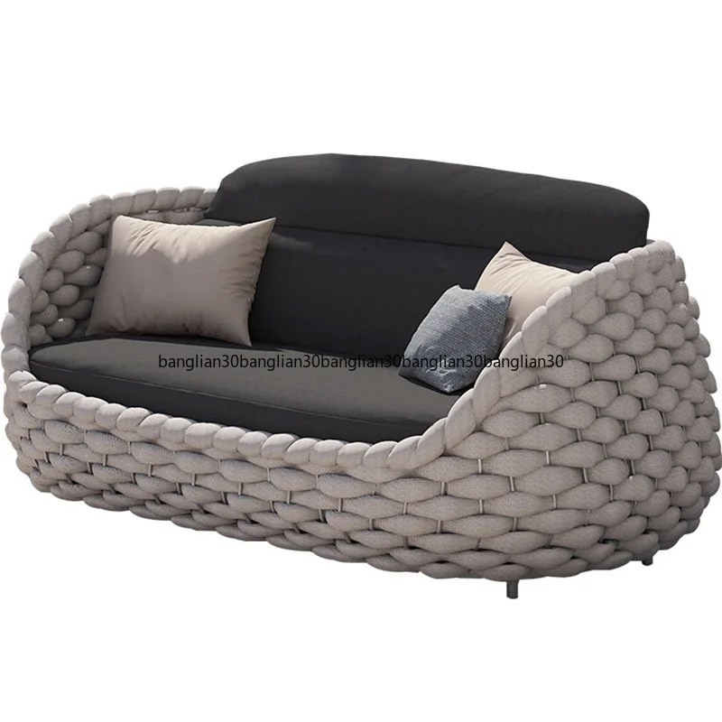 Outdoor Sofa Innenhof Villa Balkon Rattan Stuhl Outdoor Terrasse Garten Rattan Einzelne wasserdichte Sofa Kombination