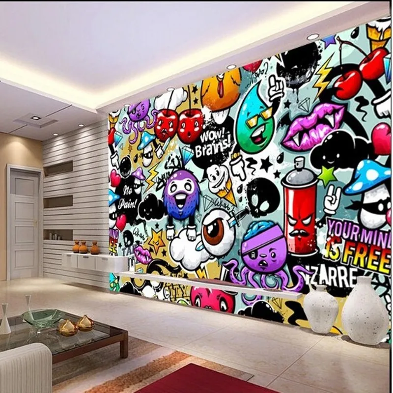 Benutzerdefinierte 3D-Tapete, Baby-Buchstaben-Graffiti-Tapete, farbenfrohe Wandbilder für Kinderzimmer, Wohnzimmer-Hintergrund, 3D-Wandtapete
