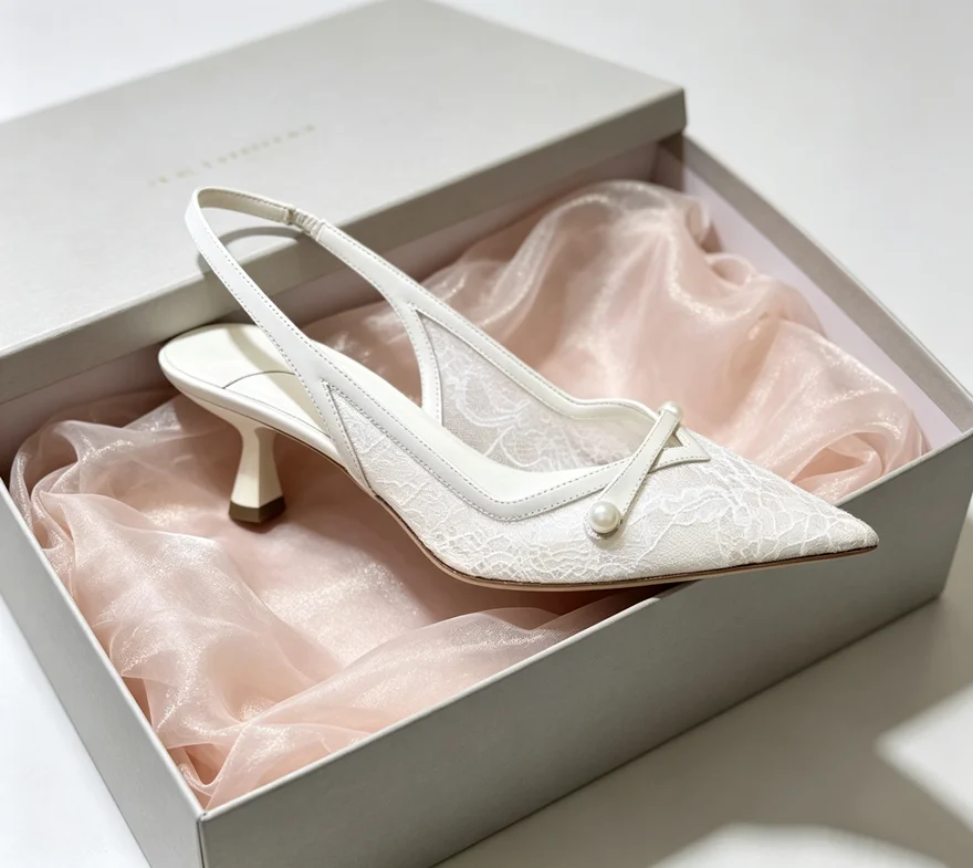 Spitze mit Perlen, Slingback, spitze Zehenpartie, Damen-Pumps mit 60 mm Absatz, bequeme Pumps, High-Heel-Sandalen, prägnante Slip-On-Lederschuhe für Damen