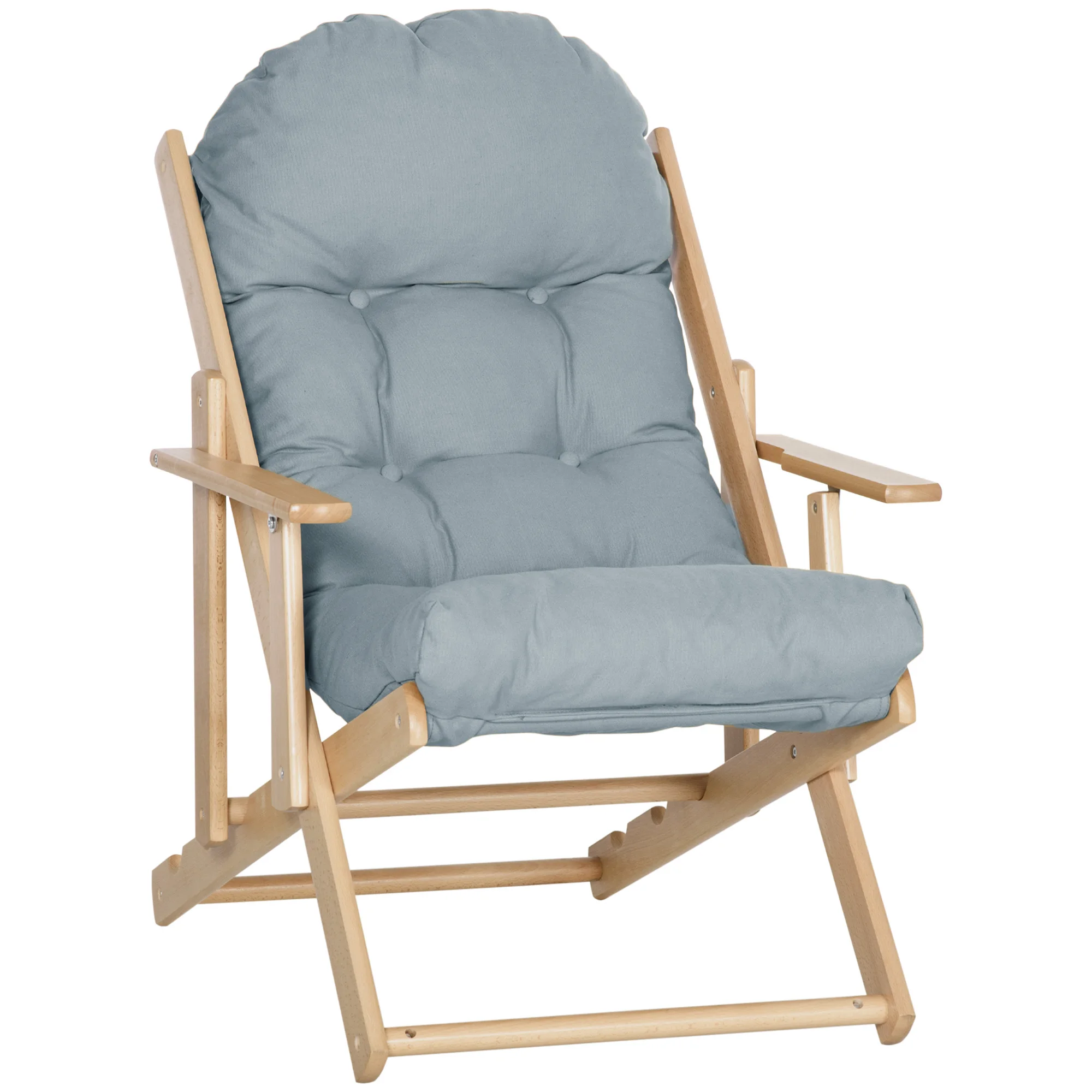 HOMCOM Sessel Gemütlicher Relaxsessel Klappbarer Wohnzimmerstuhl mit Sitzkissen - 71x89x96 cm Grau