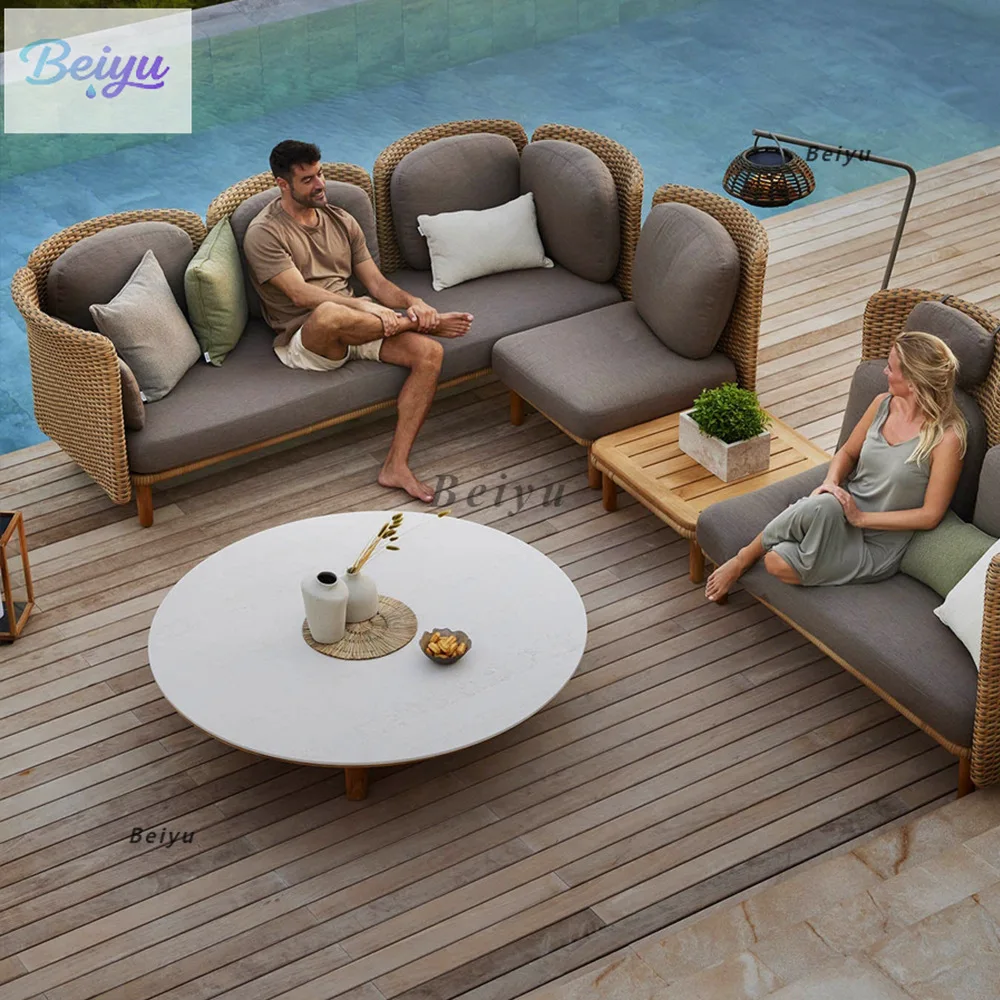 Outdoor Südostasien Rattan Sofa Innenhof Outdoor Villa kreative Rattan Stuhl Kombination Outdoor Garten wasserdicht