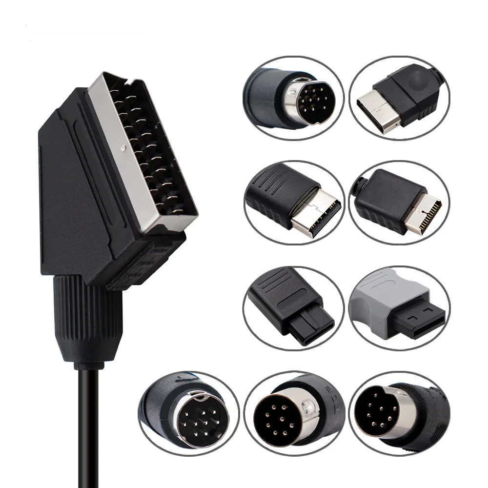 RGB Scart Kabel für PS2/SEGA MD1/MD2 Megadrive1/DC/Sega Saturn/XBOX/WII