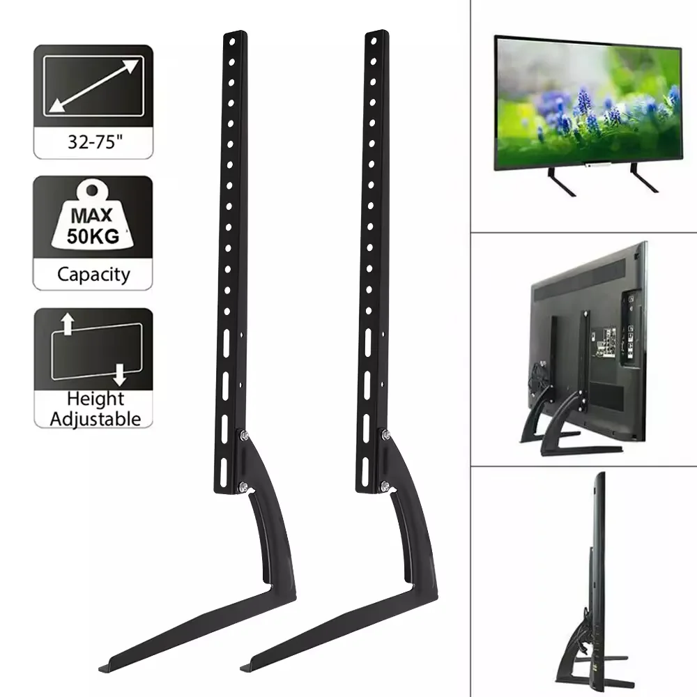 TV-Ständerhalterung, TV-Halterung für 32-75 Zoll LCD-Fernseher, höhenverstellbare Monitorhalterung, Fernsehhalterung, TV-Halterung